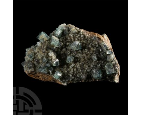 Displaying emerald-green and blue green crystals to both faces, collection number 458; with an old Gregory, Bottley &amp; Llo