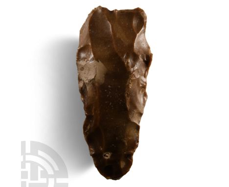 Neolithic Period, circa 3rd millennium B.C.. Substantial core from which flakes have been struck; triangular in section with 