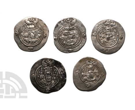 6th - 7th century AD.. Five silver Drachms of the Parthian dynasty.  20.37gr total (). Acquired on the UK market before 2000;
