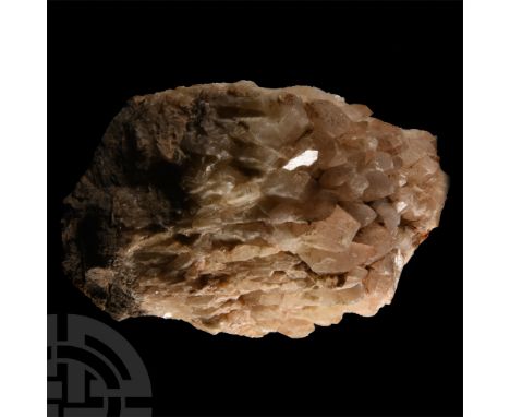 A large section displaying pinkish white to opaque and pinkish pale brown colours, from Tor Quarry, near Shepton Mallet, Some