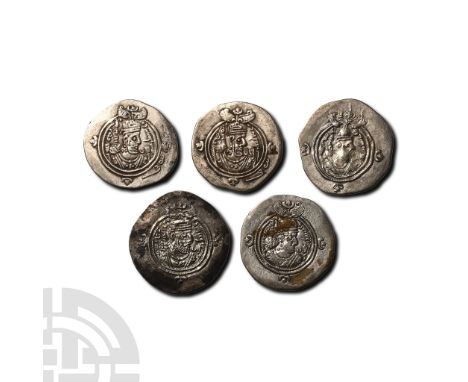 6th - 7th century AD.. Five silver Drachms of the Parthian dynasty.  20,55gr total (). Acquired on the UK market before 2000;