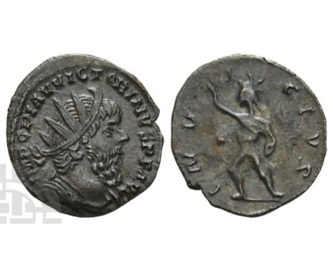 AD 269-271.. IMP C PIAV VICTORINVS P F AVG, radiate, draped and cuirassed bust to right / INVICTVS, Sol advancing to left, wi