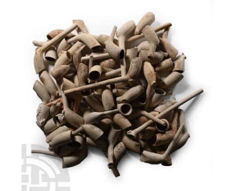 Circa 19th century A.D.. Including types with a disc or spur heel, rouletted band beneath the rim, high-relief tendrils, scal
