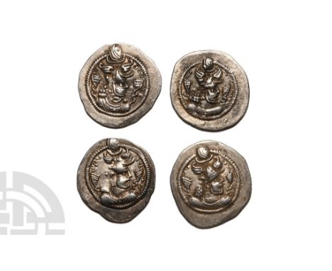5th century AD.. Four silver Drachms of the Parthian dynasty.  17.11gr total (). Acquired on the UK market before 2000; Prope