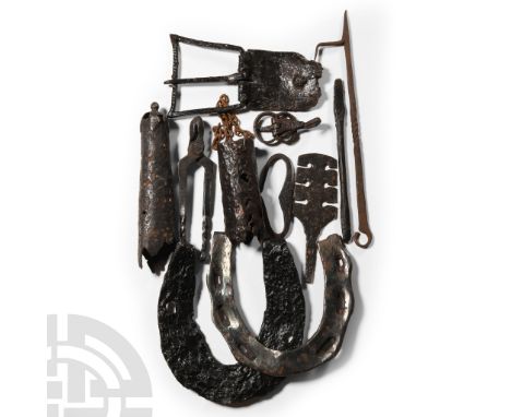 14th-17th century A.D.. Including hooked harness buckle, staff ferrule and other items; many of these objects are published i
