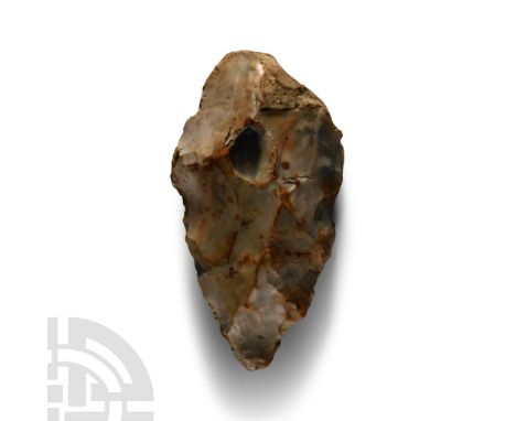 Neolithic Period, 3500-2000 B.C.. Biconvex in section with rounded butt and pointed cutting edge, some cortex remaining; smal