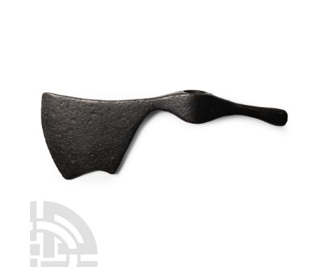 Circa 11th-12th century A.D.. With a narrow straight bearded blade enlarged in the lower side, rounded hammer-section shank t