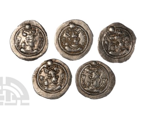 5th century AD.. Five silver Drachms of the Parthian dynasty.  21.28gr total (). Acquired on the UK market before 2000; Prope