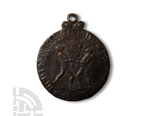 19th century A.D.. By William Smith and Charles Eaton; obverse: robed figure with keys; reverse: two combatants with swords. 