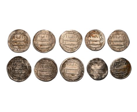 8th-12th century AD.. Ten silver Dirhams of the Abbasid dynasty.  29.24gr total (). Acquired on the UK market before 2000; Pr