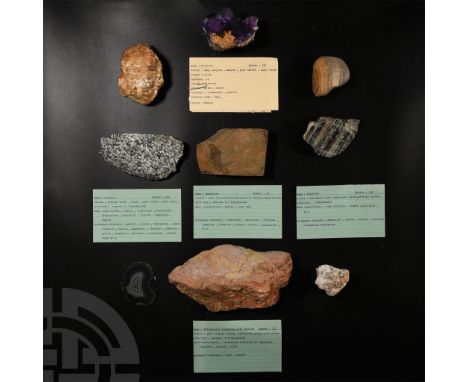 Comprising: granite from Horsenden Lane, Ealing, Middlesex, England, collection number 429; stained calcite from Ghajn Tuffer