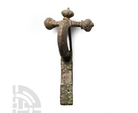 4th century A.D.. With three faceted knops to the crossbar, the upper one with beaded collar, and pierced moulding to the upp