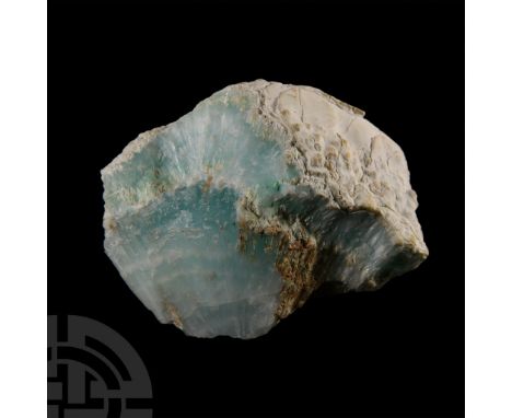 Displaying sky-blue, light turquoise-blue and blue-white colours, collection number 390.  143 grams, 68 mm (2 5/8 in.). Acqui