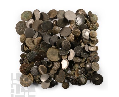 18th-20th century A.D.. Including tinned and bronze types with heraldic, rosette, geometric and other designs; many of these 