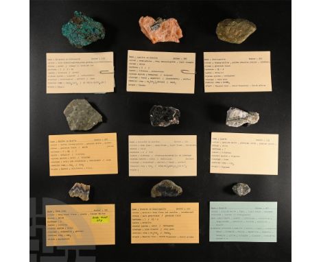 Comprising: dioptase on mottramite from Brazil, collection number 118; granite from adjacent to Ruislip Road, Greenford, Midd