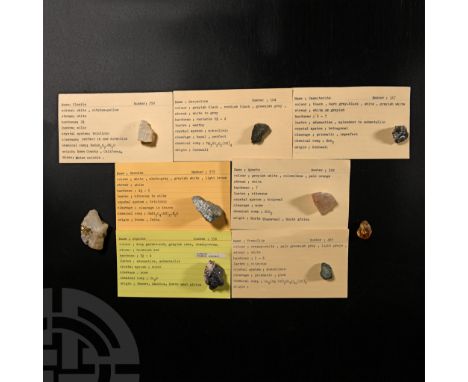 Comprising: ulexite from Kern County, California, USA, collection number 258; citrine, collection number 296; okenite from Po