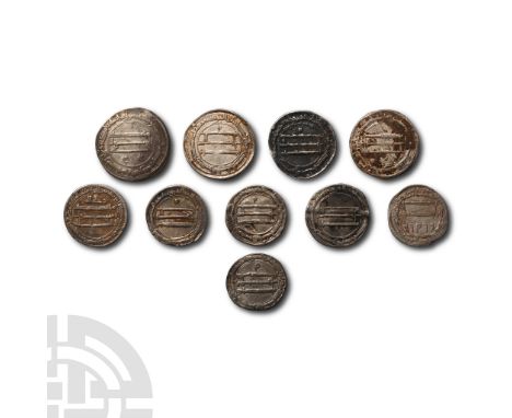 8th-12th century AD.. Ten silver Dirhams of the Abbasid dynasty.  29.03gr total (). Acquired on the UK market before 2000; Pr