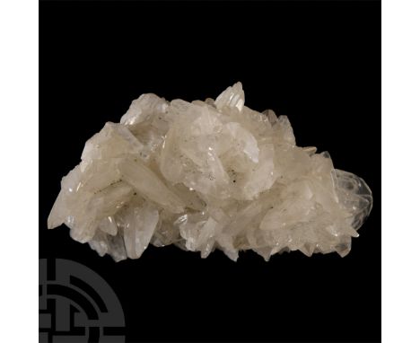 Displaying colourless and white crystals; purchased for £42.00 from Gregory, Bottley &amp; Lloyd, in the 1980s, with an old l