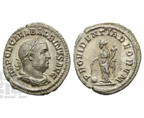 AD 238.. IMP C D CAEL BALBINVS AVG, laureate, draped and cuirassed bust to right / PROVIDENTIA DEORVM, Providentia standing t