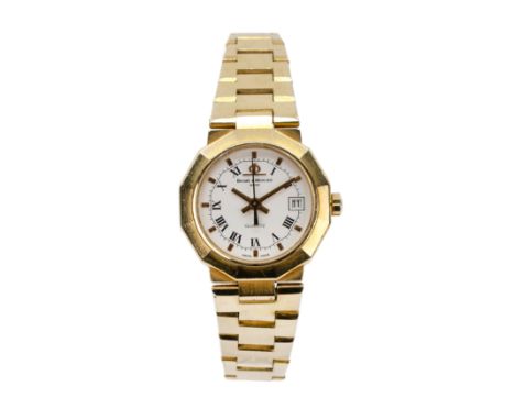 Baume &amp; Mercier RivieraUm 1980, Quarzwerk, Gehäuse-Nr. 964343 / 73210, Gehäuse 750 Gelbgold, punziert, weißes Zifferblatt