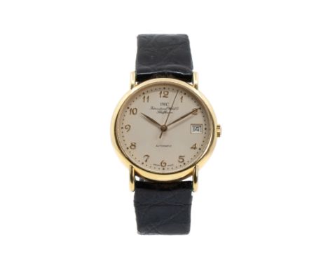 IWC Vintage ArmbanduhrAutomatik, Ref.-Nr. 2475075, Gehäuse 750 Gelbgold, punziert, Durchmesser 36 mm, Original-Lederarmband, 