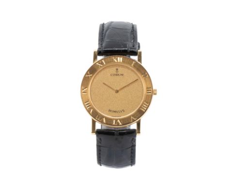 Corum RomulusJahr 1998, Quarzwerk, Referenz-Nr. 5050156, Gehäuse-Nr. 518317, Gehäuse 750 Gelbgold, punziert, Durchmesser 30 m