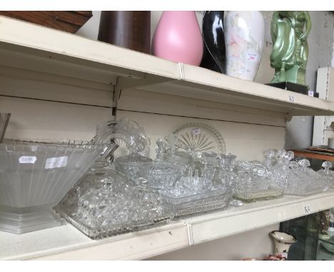 Shelf of pressed glass 