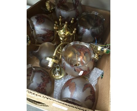 A 5 branch light fitting with 3 wall lights 