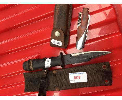 A united hunting knife and a Rolson penknife 