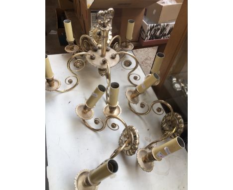 Ceiling light and 2 matching wall lights 