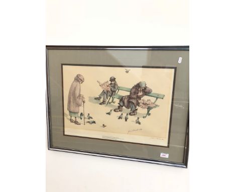 After Albin Trowski, "Pounds, Pigeons & Chips", limited edition print, blindstamp lower left, signed in pencil lower right, g