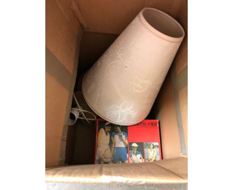 Box containing infra red health lamp and few lamp shades 