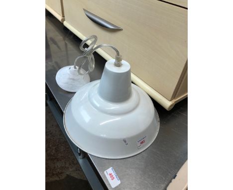 An industrial style enamel hanging lamp. 