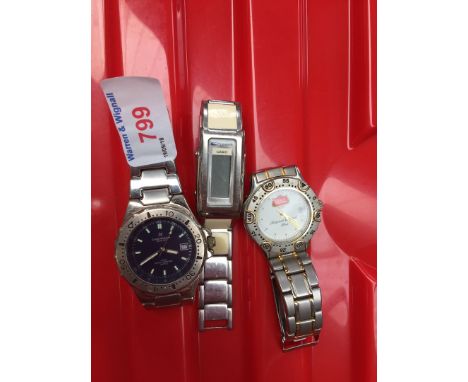A group of three wristwatches comprising a Stella Artois, a Claude Valentini and a Casio Sheen. 
