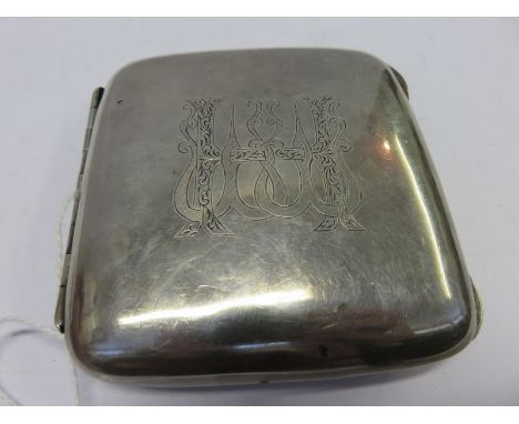 EROTIC ENAMEL CIGARETTE CASE, a sterling silver cigarette case with secret enamel portrait of a Victorian naked lady, holding