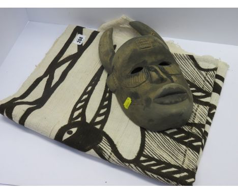 ETHNIC, Africain Senufo mask and mud art picture panel