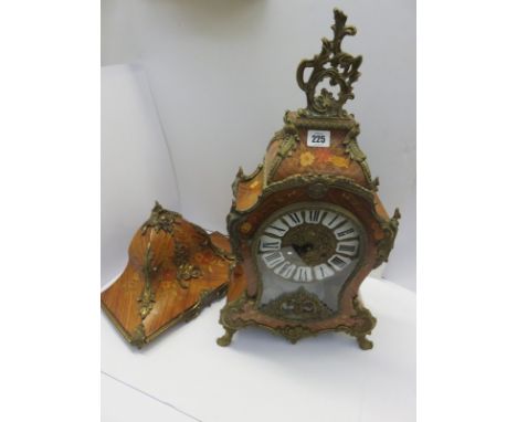 MARQUETRY BRACKET CLOCK,  a French Rococo-design bracket clock with matching floral design shelf, 23" clock height