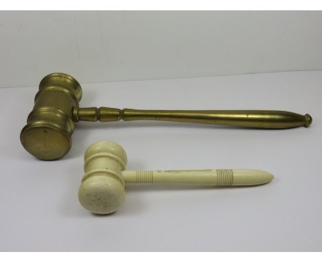 IVORY GAVEL, together with a brass gavel