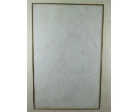 PRE-RAPHAELITE ETCHING, Portrait of Seated Young Lady, monogrammed ES, dated 1899, 11" x 7"