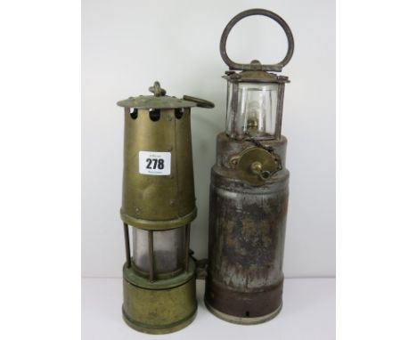 SAFETY LAMPS, an Admiralty patterns 8115 patent safety lamp; also "The Protector" brass cased safety lamp