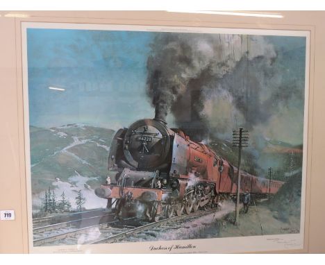 TERENCE CUNEO, signed colour railway print, "Dutchess of Hamilton", 20" x 26"