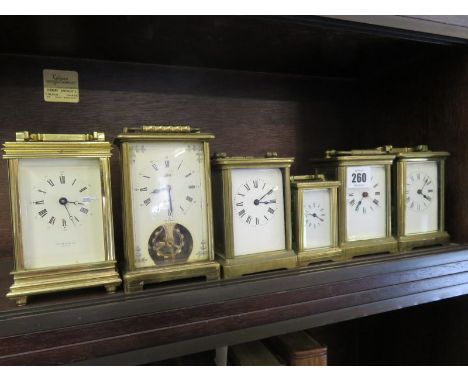 CARRIAGE CLOCKS, collection of 6 assorted carriage clocks, including miniature bevelled glass carriage clock and 1 by Taylor 