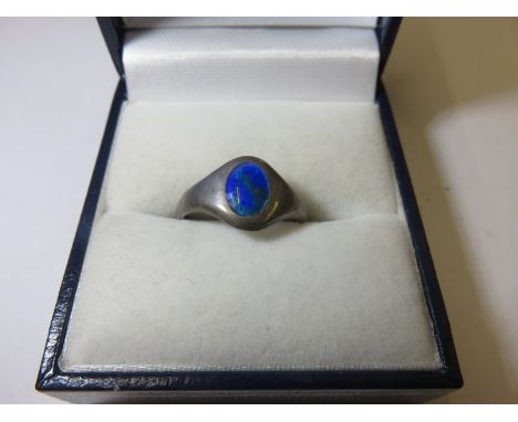CHARLES HORNER RING, silver and enamel signet ring, size K/L