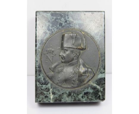 NAPOLEON, a marble base Napoleon portrait, medallion paperweight