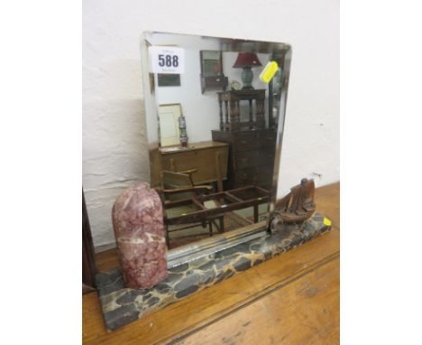 ART DECO, a French Art Deco nautical themed mantle mirror on marble base