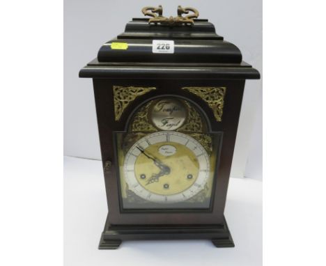GEORGIAN DESIGN BRACKET CLOCK, a reproduction break arch bracket clock by "English Elegance", bar strike movement, 17" High
