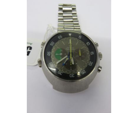 OMEGA FLITEMASTER WRIST WATCH, gents 1970's 1st generation Omega flitemaster chronograph stainless steel wrist watch