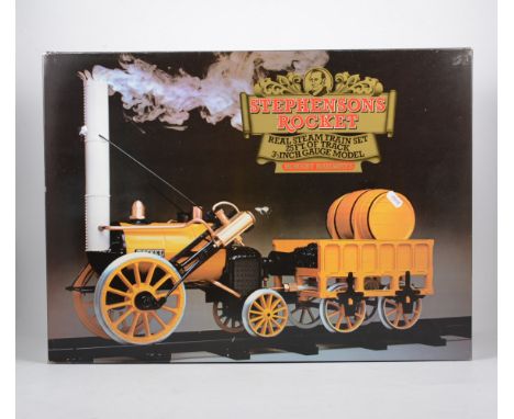Hornby live steam engine, Stephensons Rocket, 3.5" gauge, boxed.