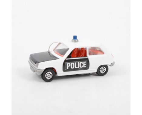 Prototype pre-production Corgi Toy; Renault 5TS Police car, with red seats, grey plastic base and aerial, blue light, white b