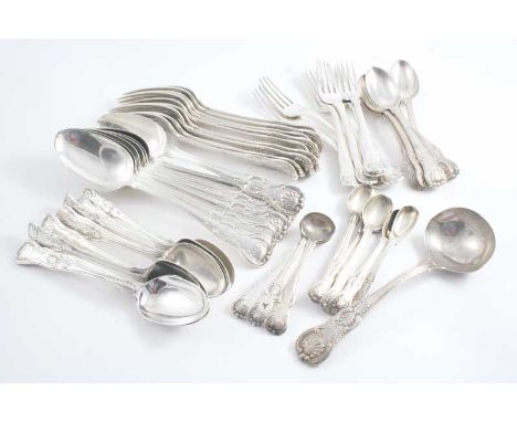 REGIMENTAL INTEREST: A collected or Harlequin part-service of King's pattern, King's & King's Honeysuckle pattern flatware in